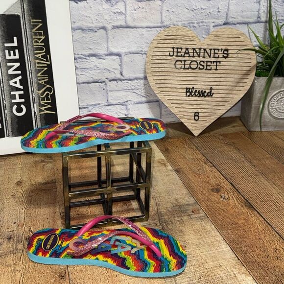 NEW Havaianas Slim Carnaval Flip Flops multicolor - Picture 3 of 7